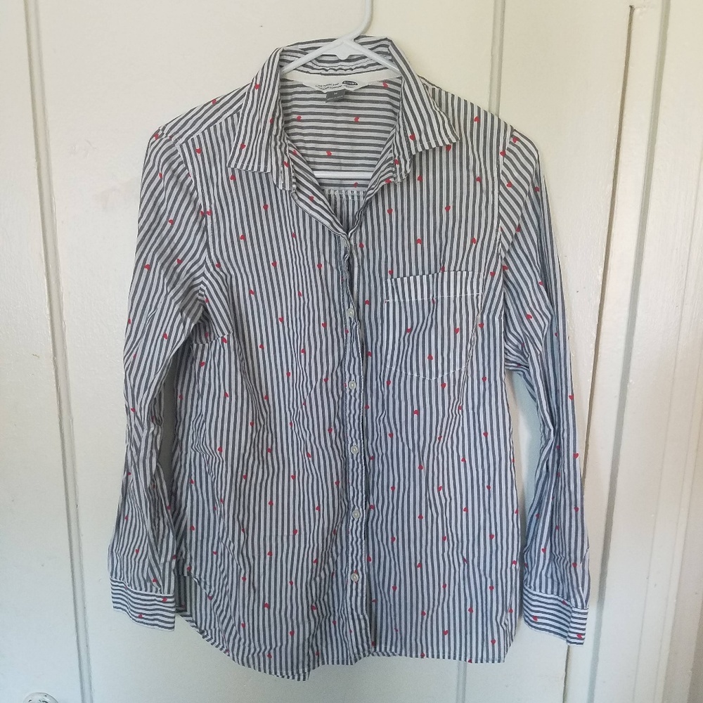 Old Navy "Classic Shirt" Blue & White Striped | M